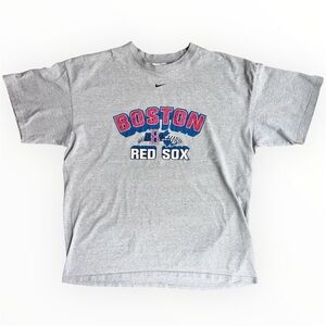 Vintage Nike Boston Red Sox T Shirt Tee Center Swoosh Size XL Gray 2004